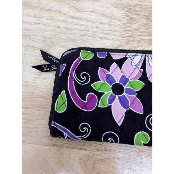 Vera Bradley Womens Zip Around Multicolor Floral Pattern Purple Punch Wallet #64 - Picture 2 of 6